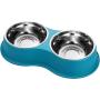 EpetsLove Dog Bowls Double Stainless Steel Dog Water and Food Bowls with Non-Slip Resin Station, Pet Feeder Bowls for Puppy Medium Dogs Cats