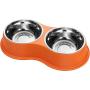EpetsLove Dog Bowls Double Stainless Steel Dog Water and Food Bowls with Non-Slip Resin Station, Pet Feeder Bowls for Puppy Medium Dogs Cats