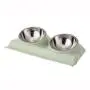 Suhaco Dog Bowl Cat Food Bowls Double Raised Pet Elevated Stainless Steel Feeder with Tilted Stand (Pink, Green, Blue)